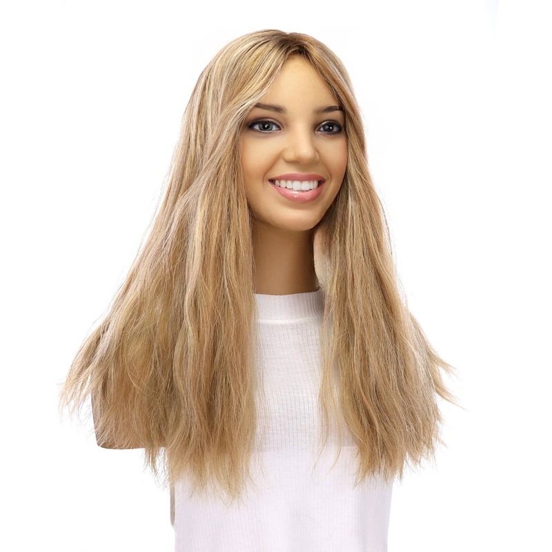 18″ Emerald Silk Top Topper Ash Blonde Wavy 5 x 6″