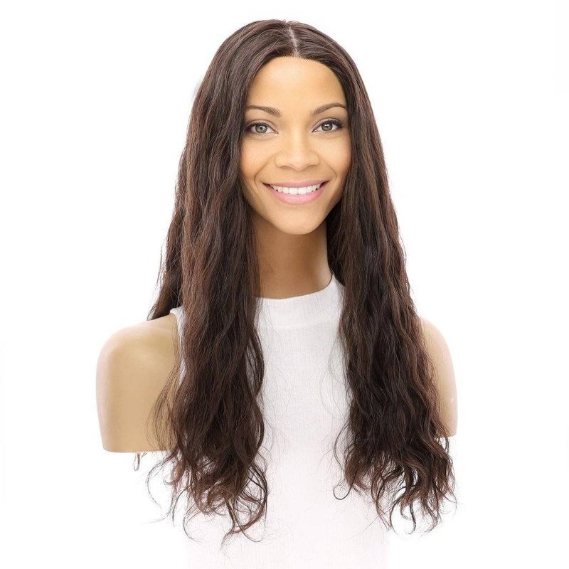 22″ Princess Silk Top Wig Dark Brown Wavy Zig Zag Lace Front