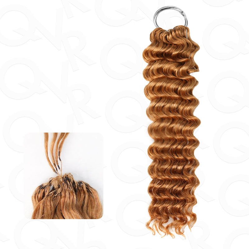 QVR Honey Blonde #27 Crochet Hair Deep Wave Machine Made Feather Human Hair Extension Deep Wave 14” 3 Packs (Most People Choice)
