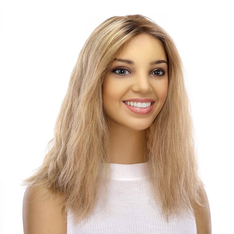 16″ Divine Lace Top Topper Ash Blonde Wavy Zig Zag Lace Front