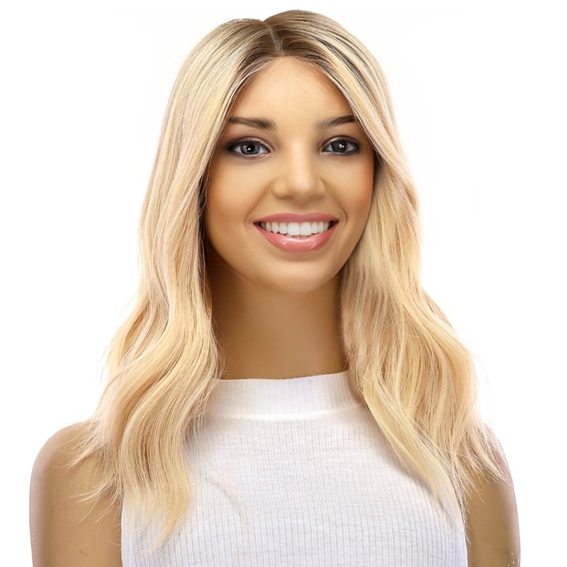 16″ Divine Lace Top Wig Warm Platinum Blonde Zig Zag Lace Front