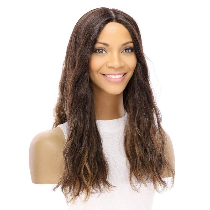 20″ Princess Silk Top Wig Dark Brown Balayage Wavy Zig Zag Lace Front