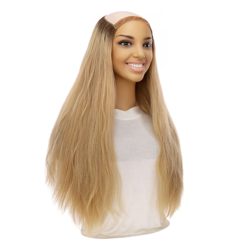 24″ HatFall Wig Golden Blonde Wavy Open Wefted