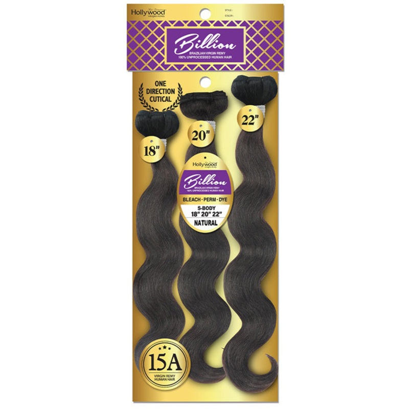 Hollywood Billion Brazilian Virgin Remy 100% Unprocessed Human Hair Multi Weave – S-BODY – 10-28 10/12/14 NATURAL