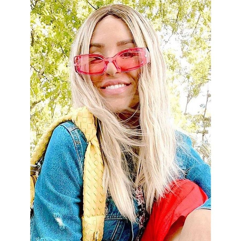 22″ Ponytail Silk Part Wig Platinum Blonde w/ Partial Rooting