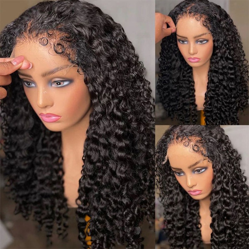 4C Edges Hairline Wig Deep Wave 8×5/13×6 HD Lace Front Wigs Human Hair With Curly Baby Hair Realistic Hairline 12 8×5 Lace Wear Go 180%