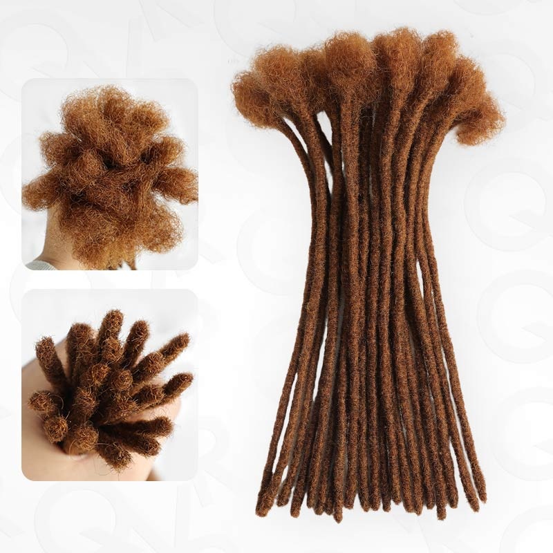 QVR Handmade Dreadlocks Auburn Brown #30 Thickness 0.6cm Human Hair Loc Extensions Auburn Brown #30 8” 10 Locs