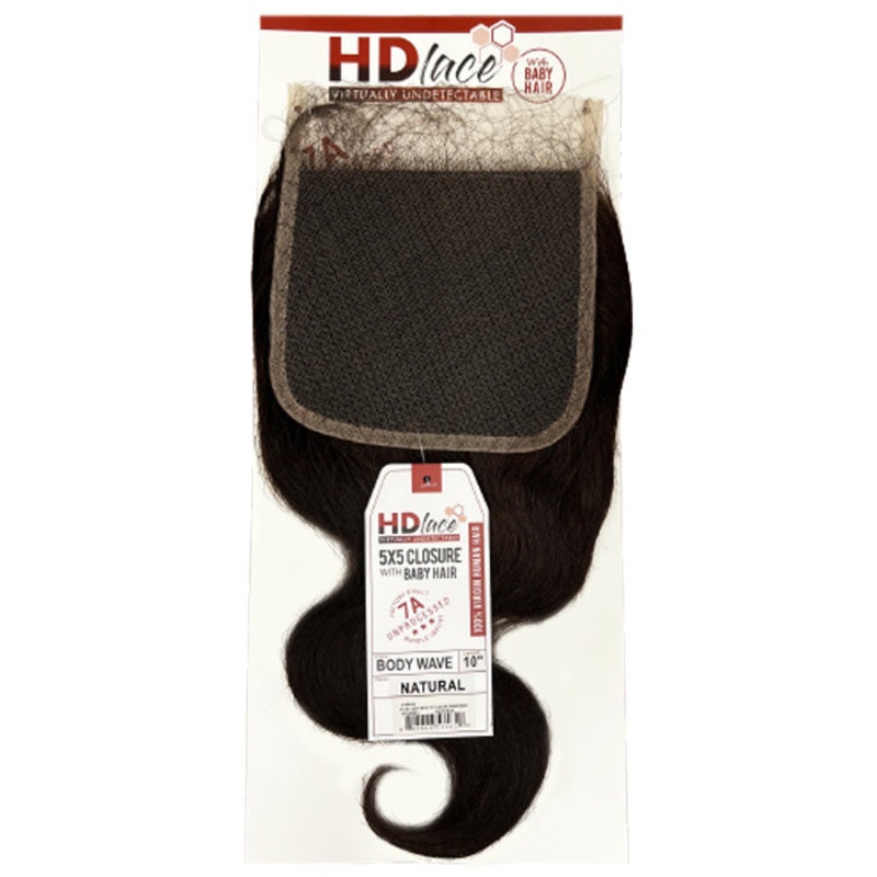 Sensationnel Bare & Natural 7A Unprocessed 100% Virgin Human Hair 5X5 HD Lace Closure – BODY WAVE 10 NATURAL