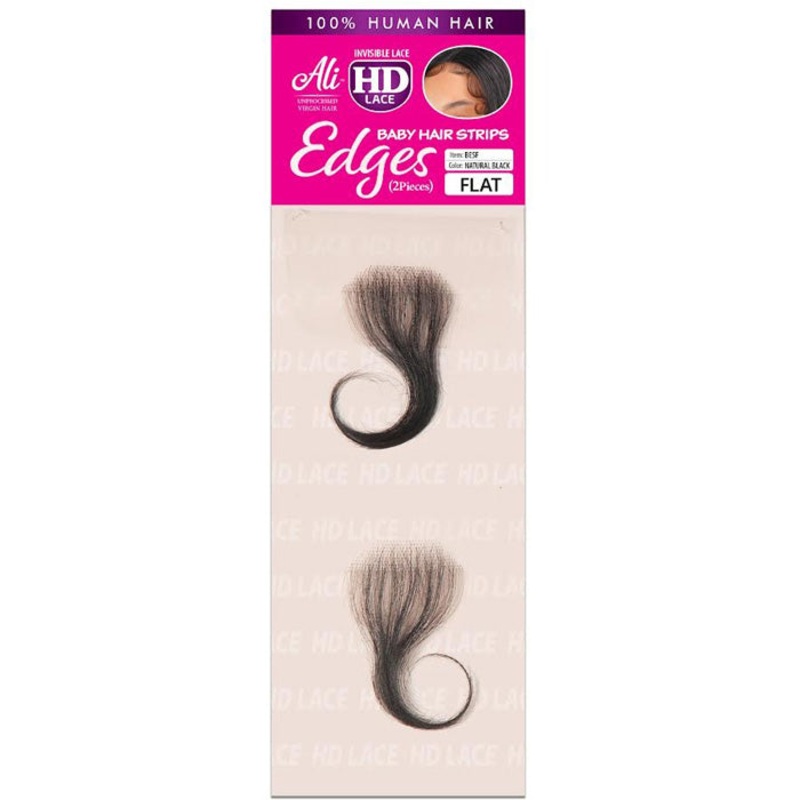 Ali 100% Human Hair HD Lace Baby Hair Strips Edges (2 pieces) – FLAT SHAPE NATURAL BLACK