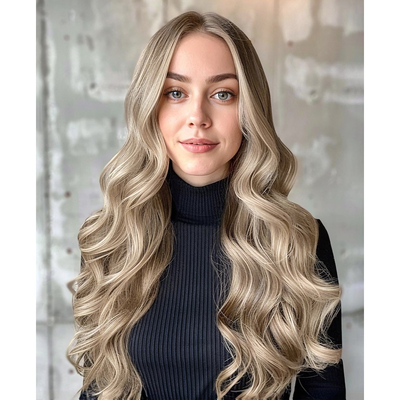 invisible clip-in hair extensions ash blonde. 14″ Classic