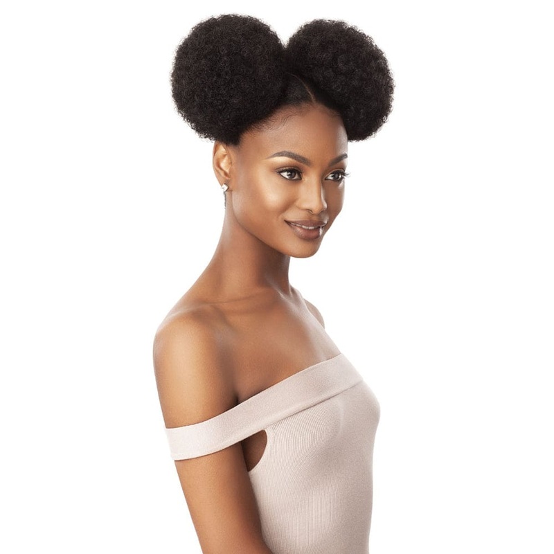 Outre Synthetic Quick Ponytail – Afro Puff Duo Large 1 JET BLACK