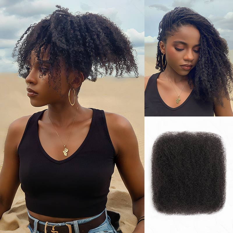 QVR No Short Hair Upgraded Afro Kinky Bulk Human Hair for Braiding & Mini Twists Kinky Bulk Plus (No Short Hair) 3 Packs (Full Head) 10”