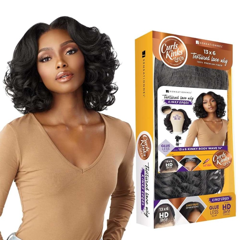 Sensationnel Kinky Edges 13×6 HD Lace Wig – Kinky Body Wave 14″ 1 JET BLACK
