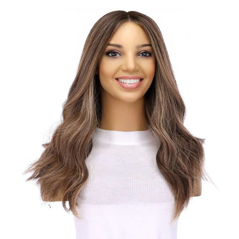 20″ Divine Lace Top Topper Medium Brown w/ Highlights Zig Zag Lace Front