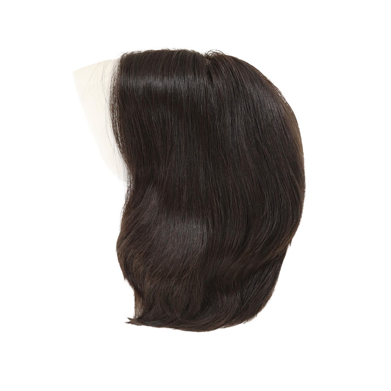 Black European Virgin French Lace 4″4″ Jewish Silk Top Kosher Sheitel Wig 12″