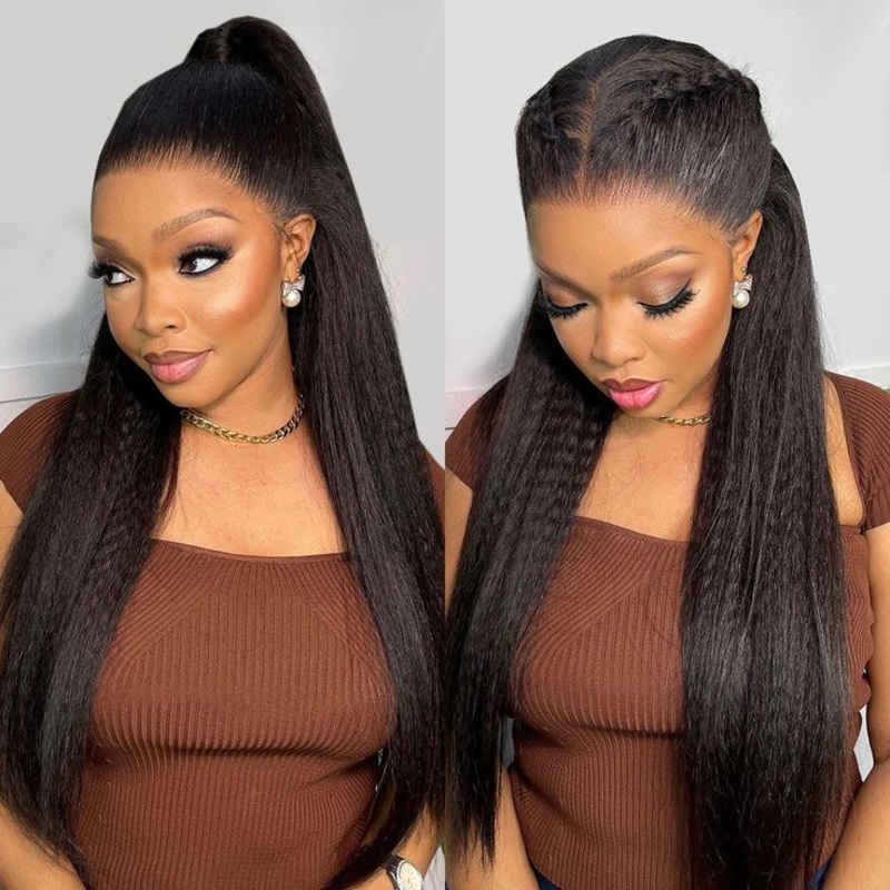 Flash Sale|Natural Black Kinky Straight Wigs #Natural Black (Same Lenth as Picture)