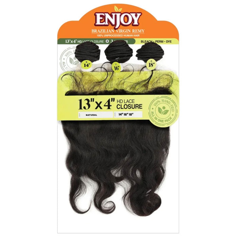 Zury Sis ENJOY 100% Human Hair Weave 10″-20″ + 13×4 HD Lace Closure – S-BODY 12/14/16 NATURAL
