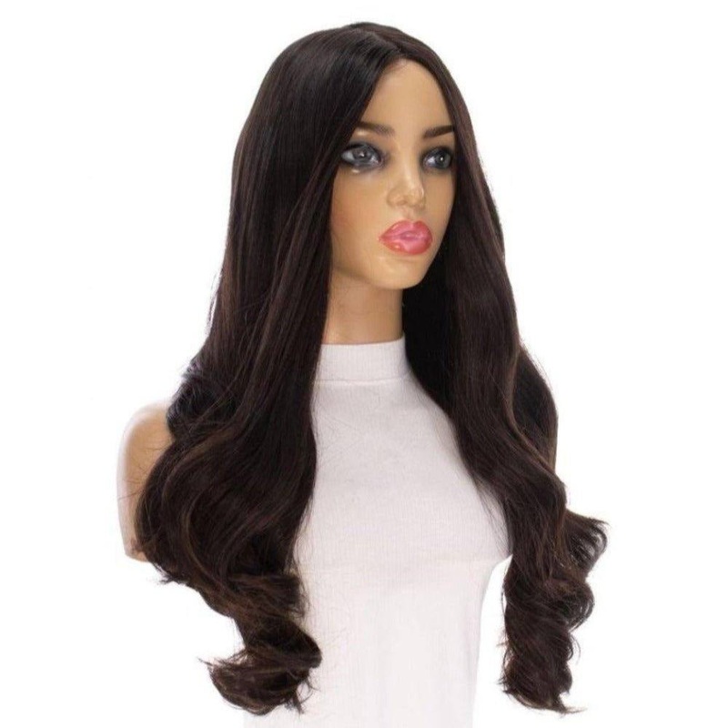 26″ Amber Silk Top Wig Natural Black Zig Zag Lace Front