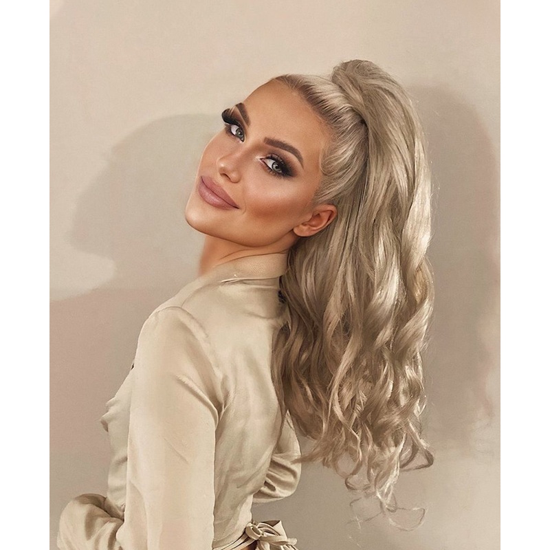 half up/half down #60 platinum blonde. 20″