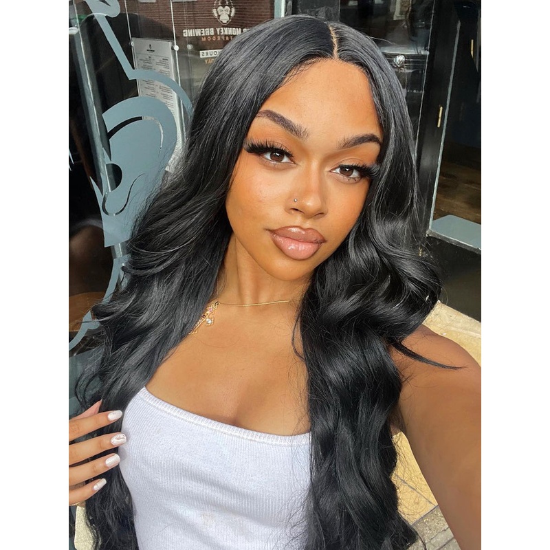 CurlyMe Body Wave Hair Gorgeous 4×4 Lace Closure Wig Pre Plucked Natural Color Curly Hair 180% Transparent Lace 8
