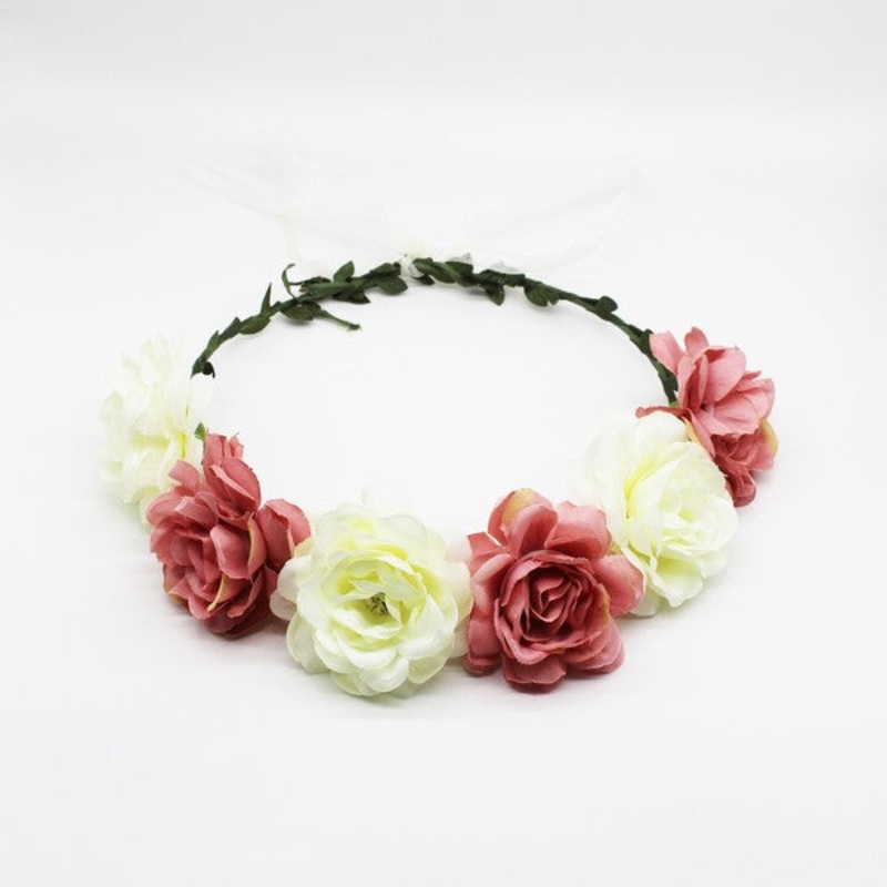 MULTICOLOR ROSE CROWN HEADBAND LRMT/PINK Os