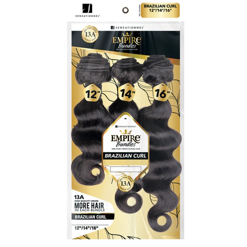 Sensationnel Empire Bundles 13A 100% Pure Virgin Human Hair Weave – BRAZILIAN CURL MULTI 10/12/14 NATURAL