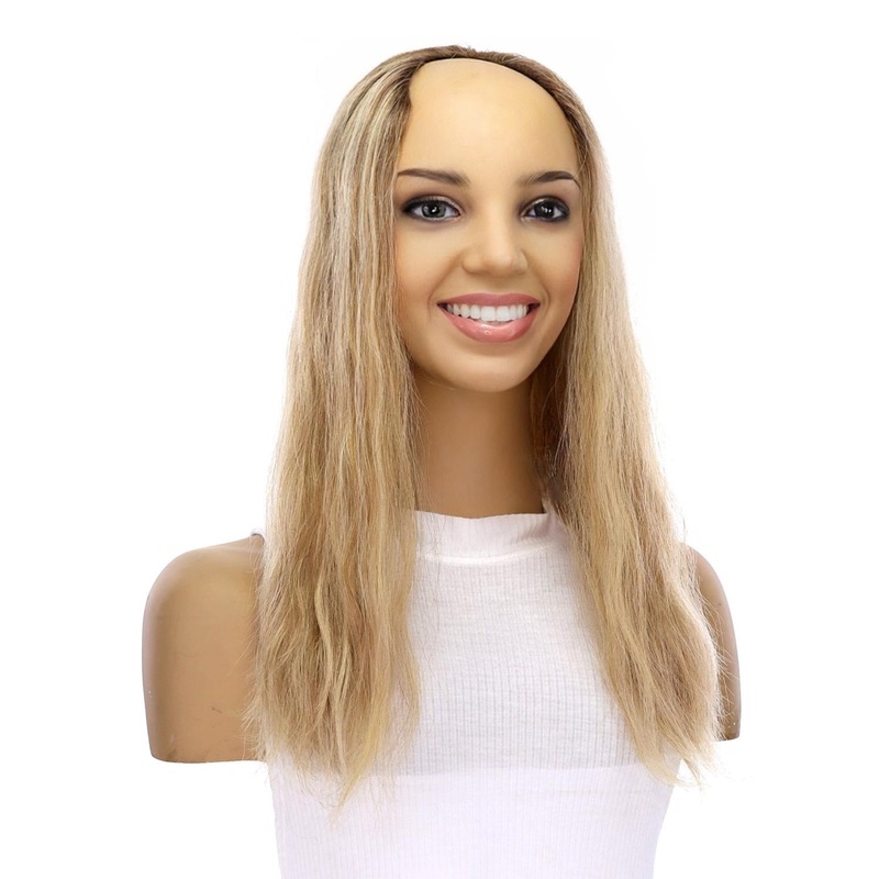 18″ U-Shape Topper Ash Blonde Wavy