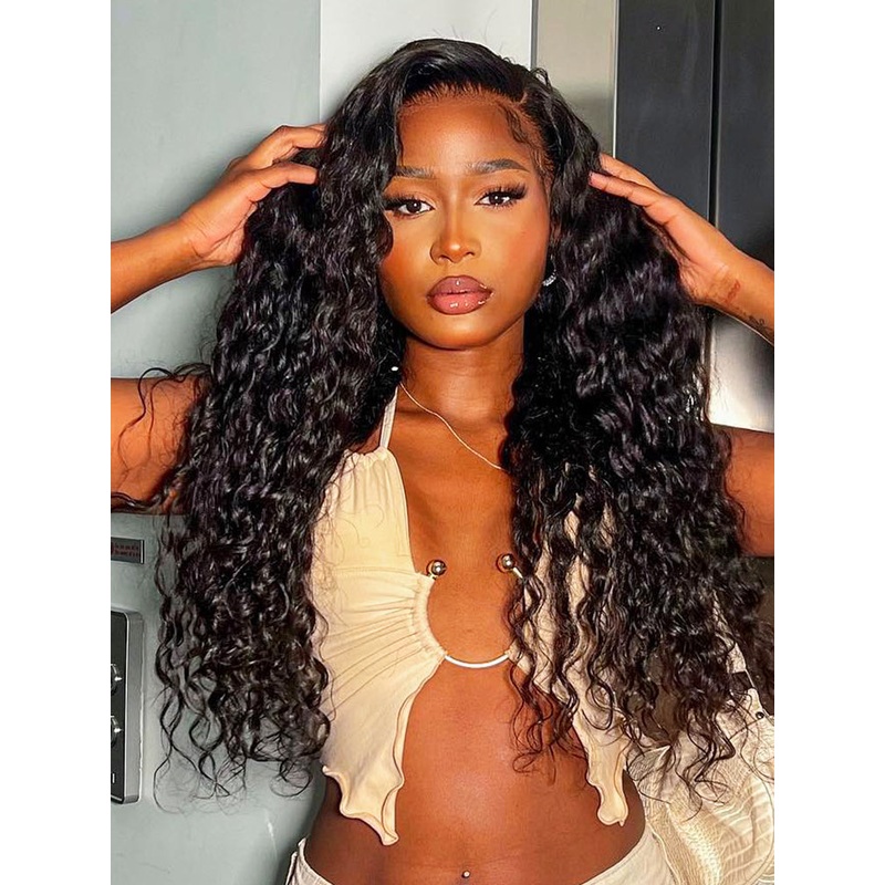 CurlyMe 13×4 Swiss HD Lace/Transparent Lace Wigs Water Wave Hair Lace Front Wigs 13×4 Transparent Lace 14(bob)