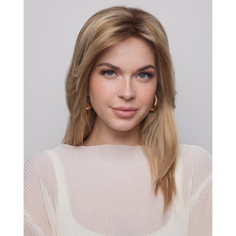 Medium Top Piece Monofilament | Synthetic Wiglet by Amore Dark Chocolate