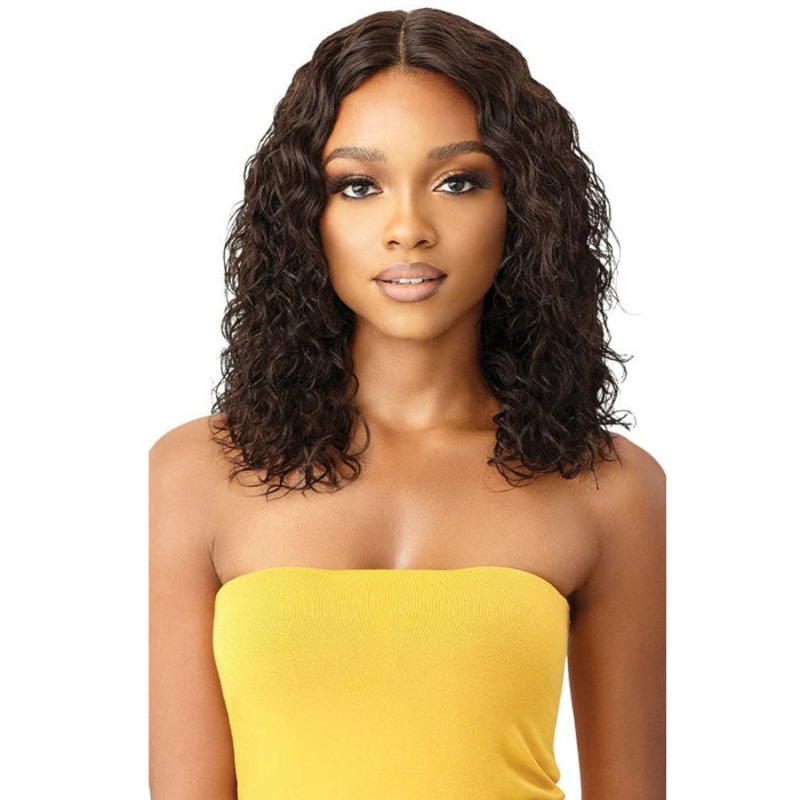 Outre 100% Unprocessed Human Hair Lace Part Wig – DEEP CURL 16 NBLK