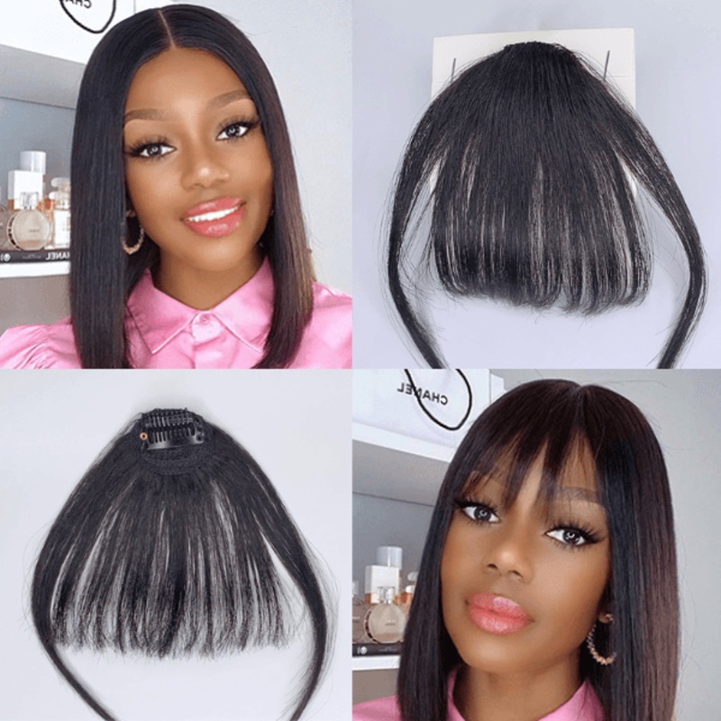 100% Real Human Hair Clip in Bangs Human Hair Extensions 1pc