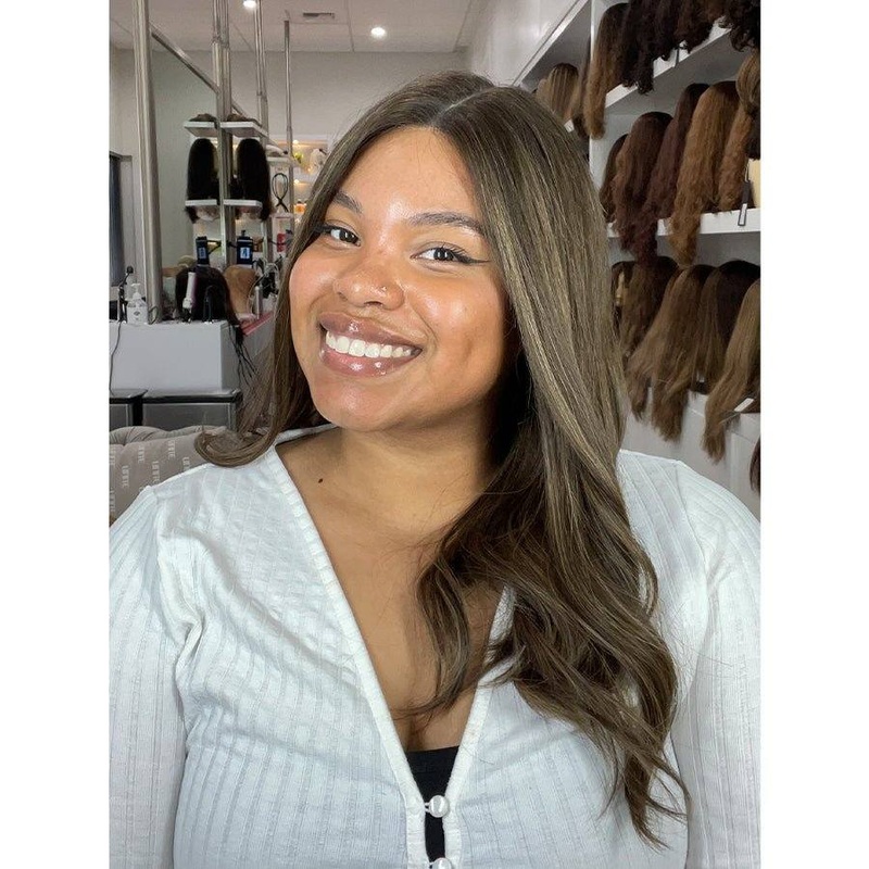 20″ Divine Lace Top Wig Medium Brown w/ Highlights