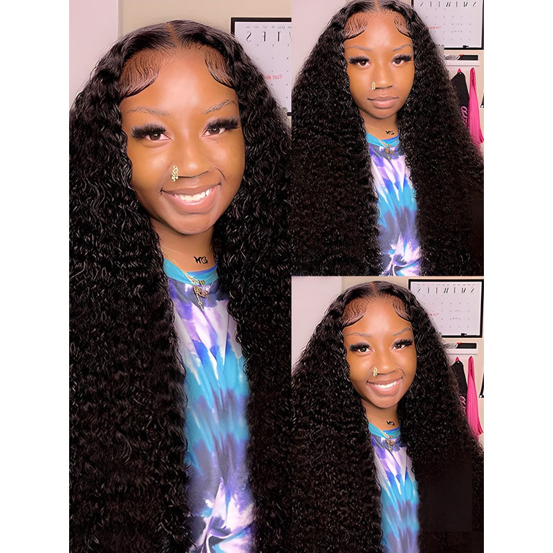 CurlyMe Deep Wave Hair  Pre-bleached 13×4 Swiss HD Lace Front Wigs Pre Plucked 13×4 180% 8