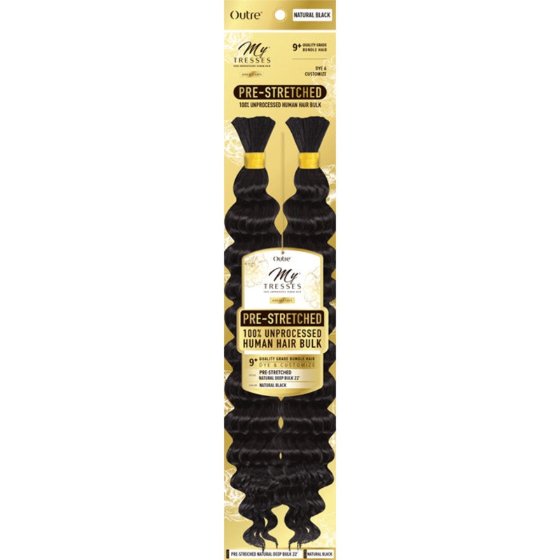 Outre Mytresses Gold Label 100% Unprocessed Human Hair Braids – PRE-STRETCHED NATURAL DEEP BULK 22″ 27