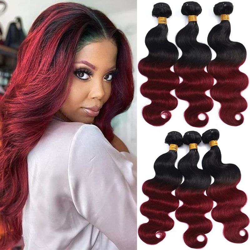 QVR Remy Human Hair 3 Bundles Body Wave Hair T1B/99J 10″10″10″
