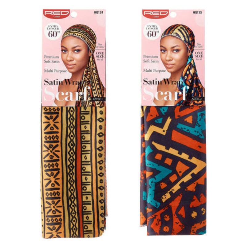Red Premium Soft Satin Wrap 60″X16″ Scarf AZTEC 1