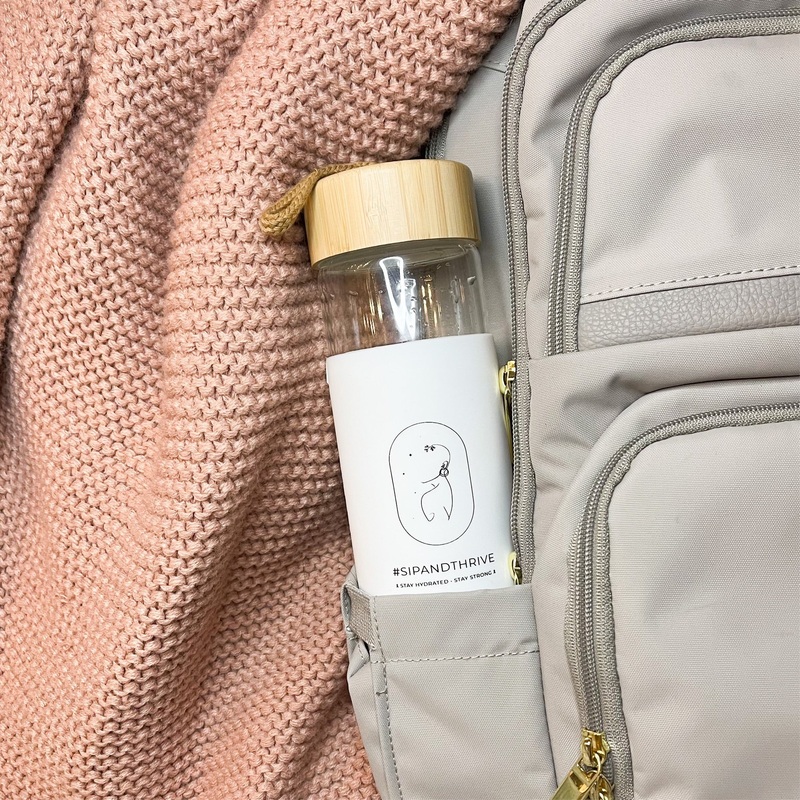 Sip and Thrive 17 oz Glass Water Bottle
