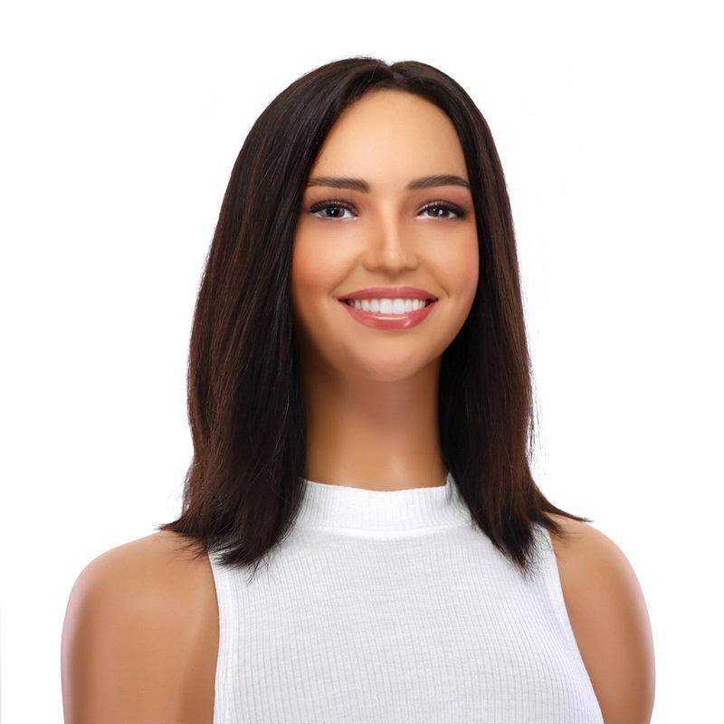 13″ Victoria Silk Top Wig Soft Black Zig Zag Lace Front