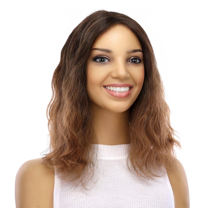 16″ Divine Lace Top Topper Dark Brown Ombre Wavy Zig Zag Lace Front
