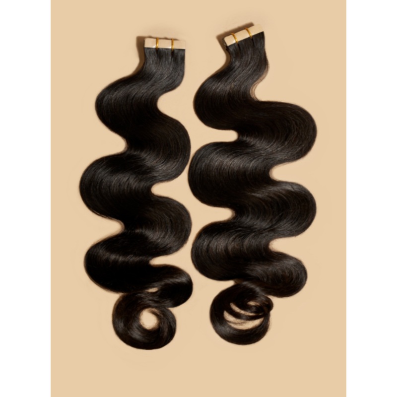 1B/Natural Black Body Wave Tape-In Extensions 14″