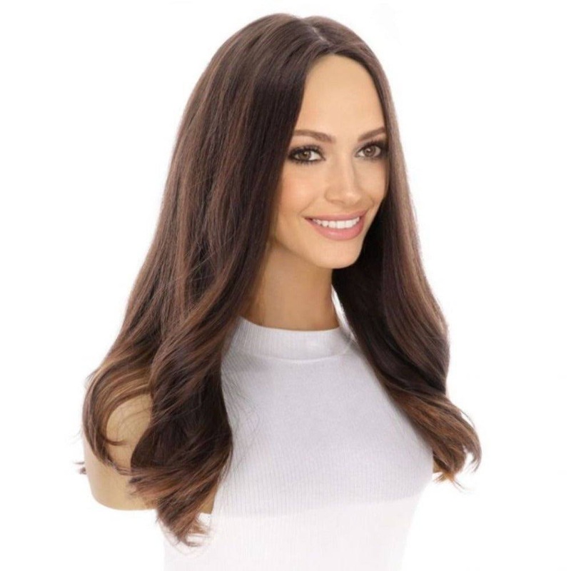 20″ Luxe Silk Top Wig #5 Warm Dark Brown Zig Zag Lace Front