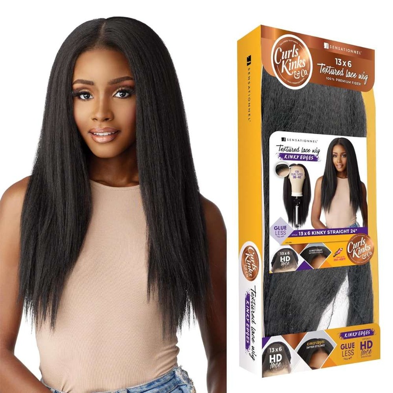 Sensationnel Kinky Edges 13×6 HD Lace Wig – Kinky Straight 24″ 1 JET BLACK