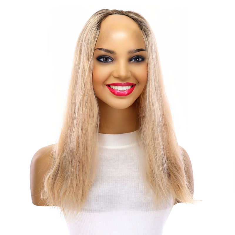 18″ U-Shape Topper Beige Blonde Wavy