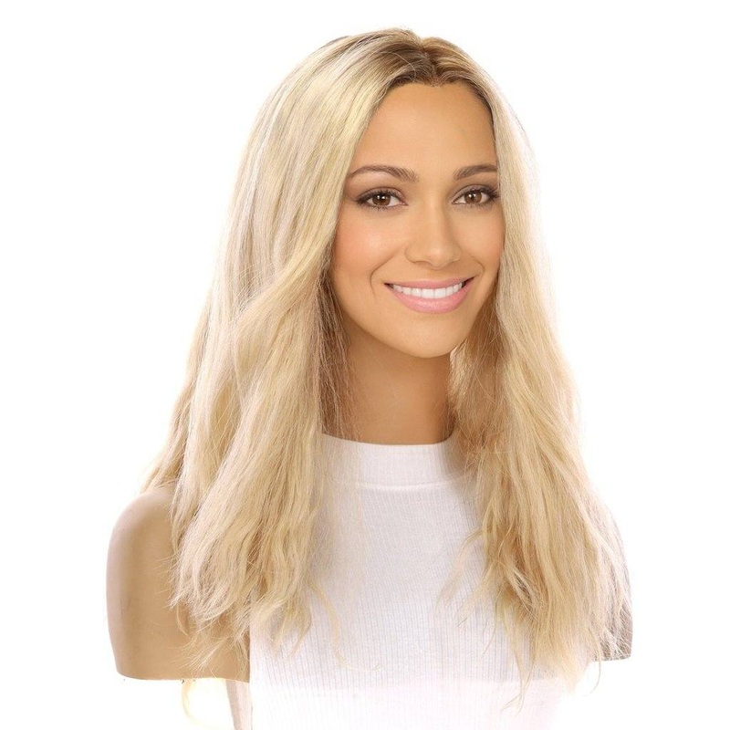 22″ Reese Silk Top Wig Beige Blonde Wavy Zig Zag Lace Front