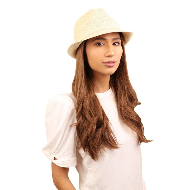 24″ HatFall Wig Copper Open Wefted