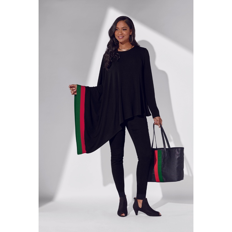 Asymmetrical Sleeved Top by Studio EY BLACK MULTI 2X