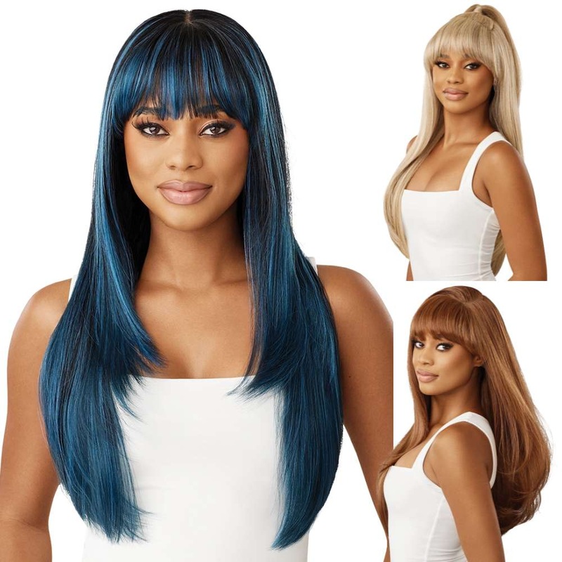 Outre Perfect Hairline Salon Styled Bangs 13X6 Lace Frontal Wig – Katrina 1 JET BLACK