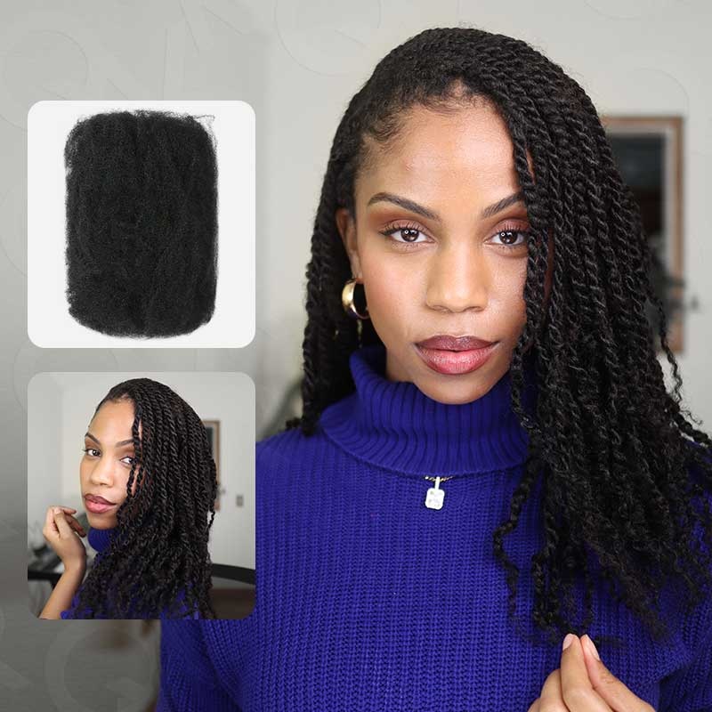 SUPER DEAL|3 PACKS Natural Black Afro kinky Bulk SEND 1 FREE HAIR 10” Natural Black #1B 10” Natural Black #1B
