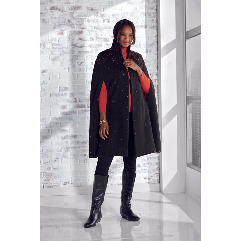 Treasure of Pearls Ombr Cape by LUXE BLACK/RED 1X