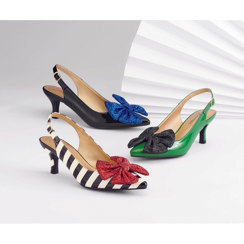 Twinkled Bow and Striped Slingback by EY Boutique BLACK/WHITE 11M